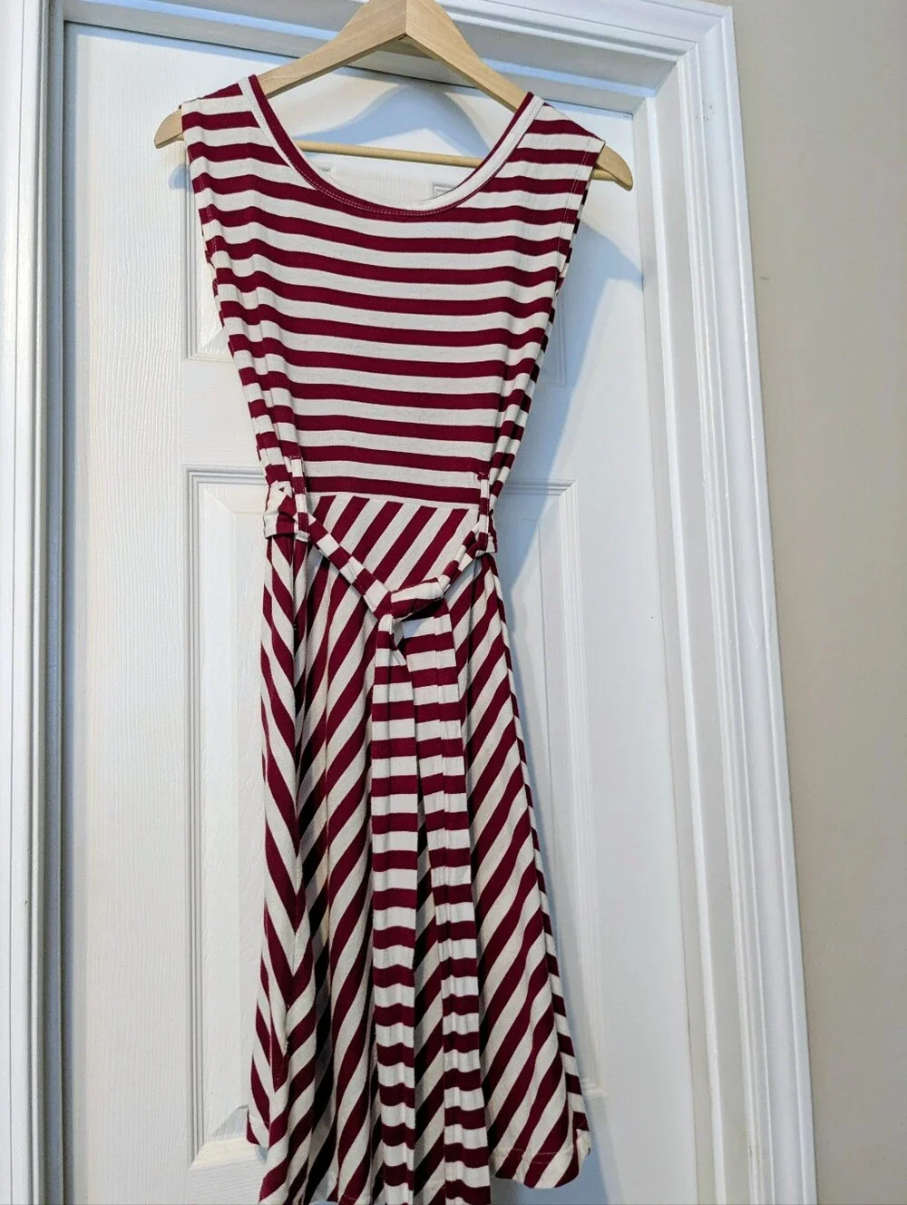 Synergy Modcloth Organic Cotton Red & White Striped Dress